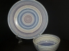 Blue and Purple Banding Wheel Plate and Bowl
